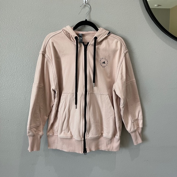Adidas Stella Mccartney ASMC FZ Hooded Sweatshirt Zip Up Blush Black Size XS - Picture 1 of 10